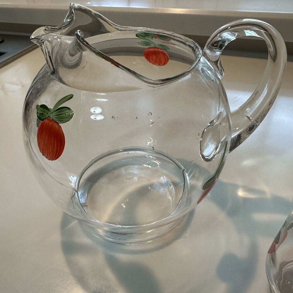 Vintage 7 Piece Set - Juice Pitcher/6 Glasses Hand Painted - Picture 4 of 10